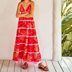 Farm Rio Red Bananas Tiered Maxi